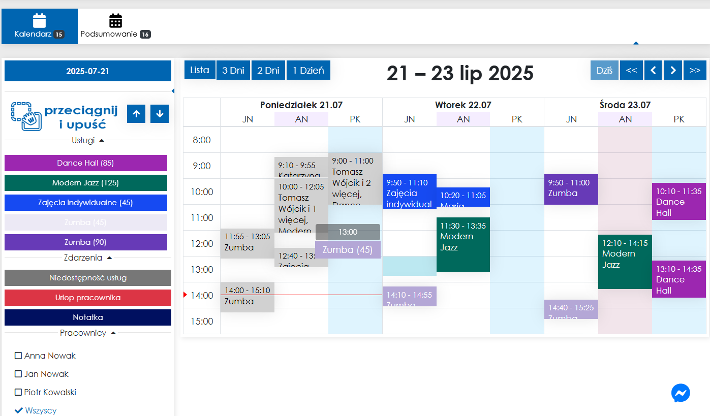 zrzut ekranu dodawania wizyty z paska szybkiego wyboru z aplikacji Cerez