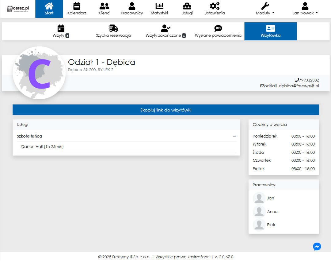 Zrzut ekranu wyboru pracownika w szybkiej rezerwacji aplikacji Cerez